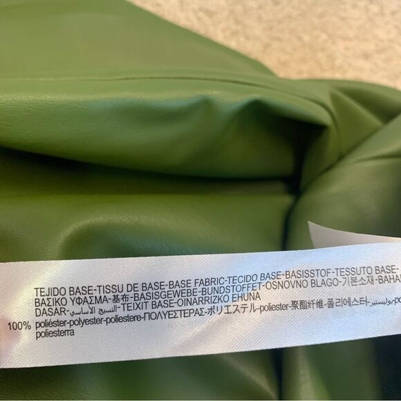 Zara olive green faux leather full length high waisted pants Sz S NWT bloggers - Picture 11 of 16